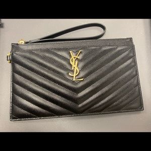 Authentic Saint Laurent Quilted Pouch Wristlet